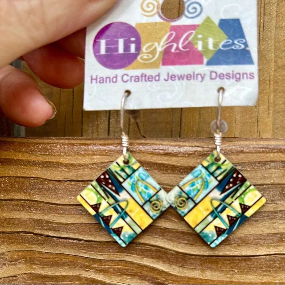 Handcrafted Geometric Earrings Dangle New